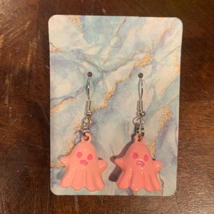 NEW HANDMADE PINK GHOST EARRINGS